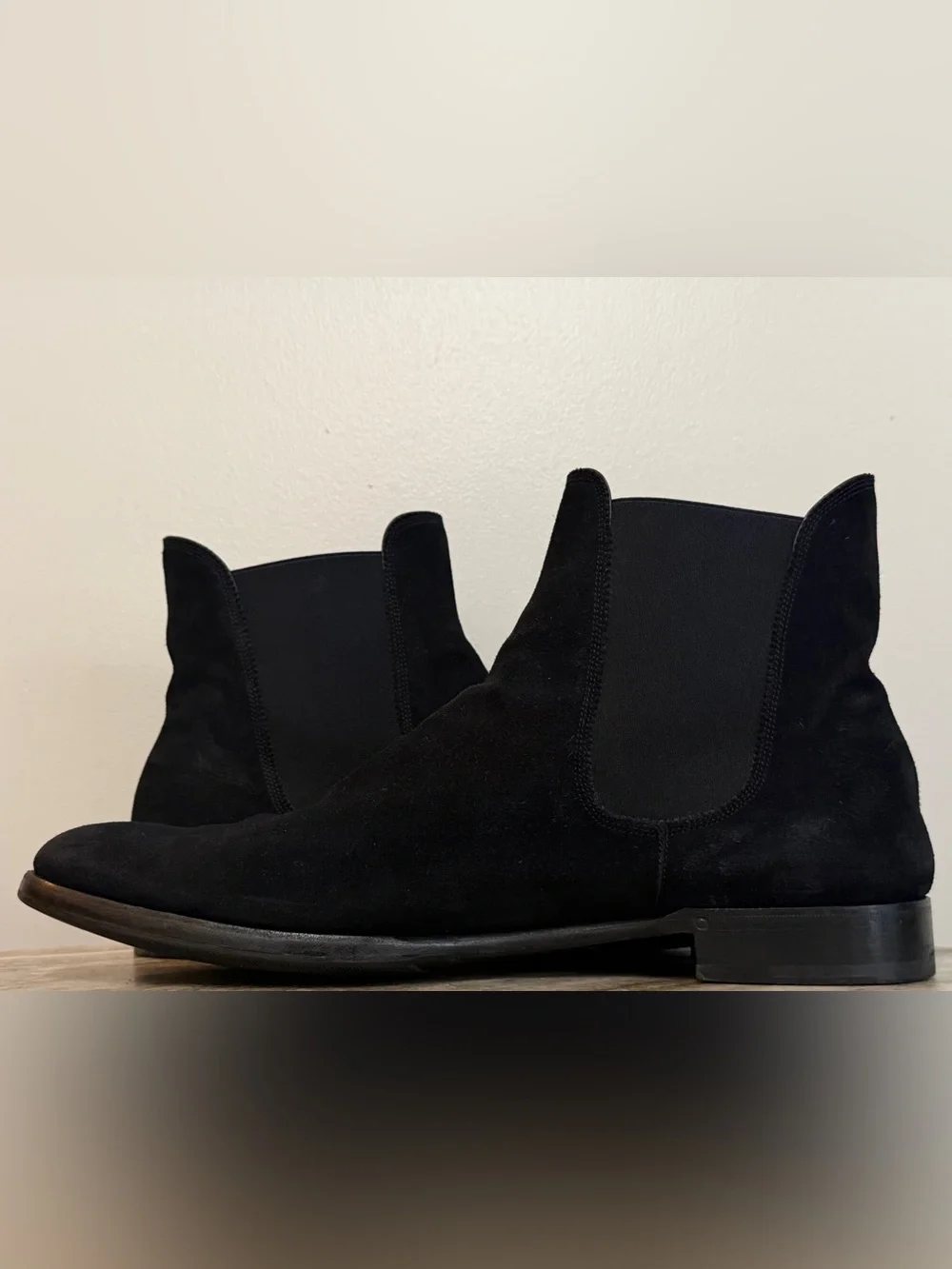 Ralph Lauren Purple Label Suede Chelsea Boots 13 D Black Italy Pull On $1500